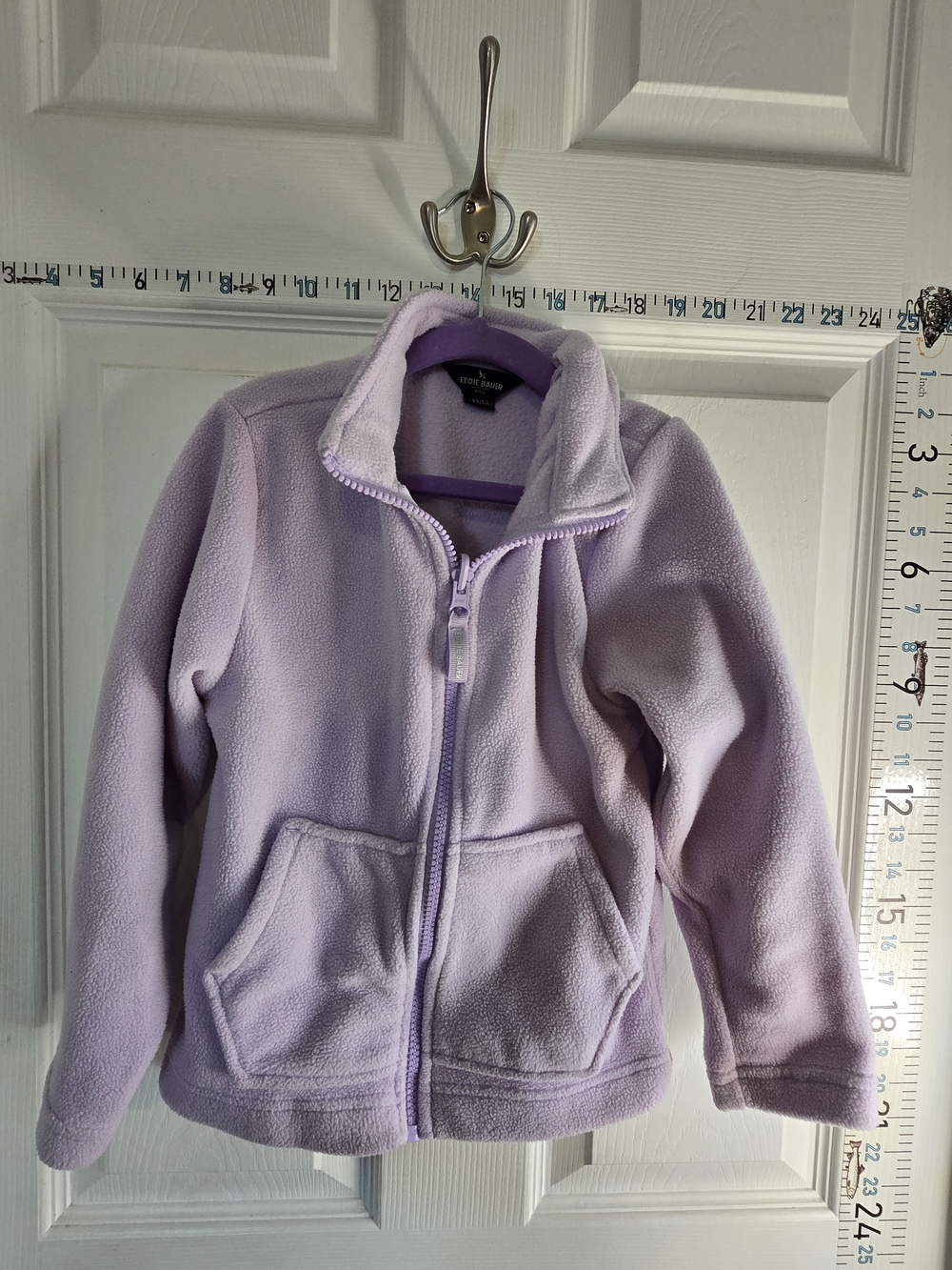 Eddie Bauer Kids Fleece Jacket Girls XS 5/6 Purple Zip Up Lightweight Coat